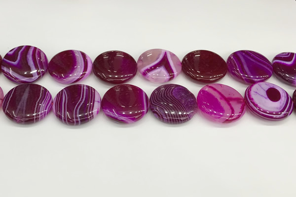 CAA4630 15.5 inches 25mm flat round banded agate beads wholesale