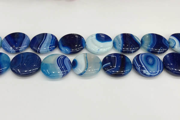 CAA4633 15.5 inches 25mm flat round banded agate beads wholesale