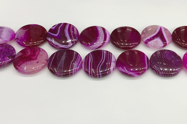 CAA4638 15.5 inches 30mm flat round banded agate beads wholesale