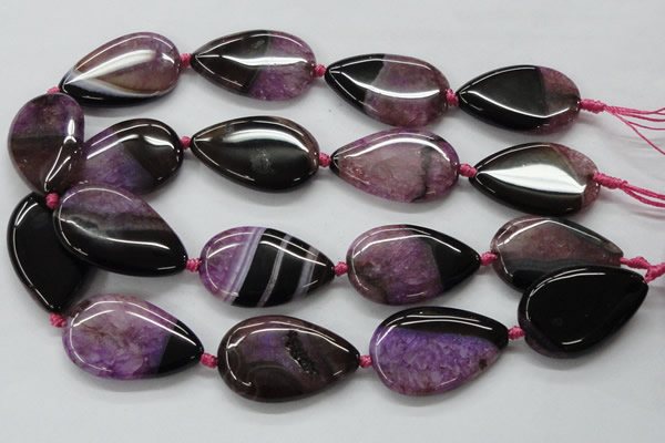 CAA475 15.5 inches 25*38mm flat teardrop agate druzy geode beads