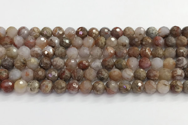 CAA5011 15.5 inches 8mm faceted round flower agate beads