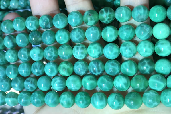 CAA5022 15.5 inches 8mm round green dragon veins agate beads