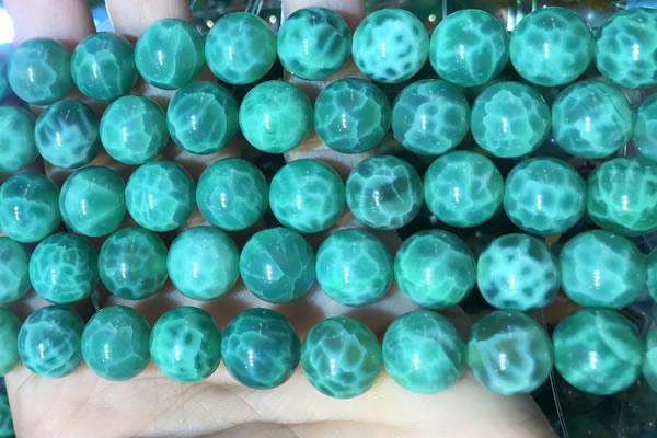 CAA5024 15.5 inches 12mm round green dragon veins agate beads