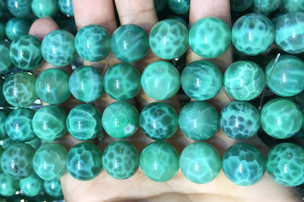 CAA5025 15.5 inches 14mm round green dragon veins agate beads