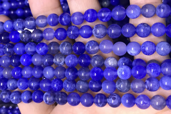 CAA5030 15.5 inches 6mm round blue dragon veins agate beads