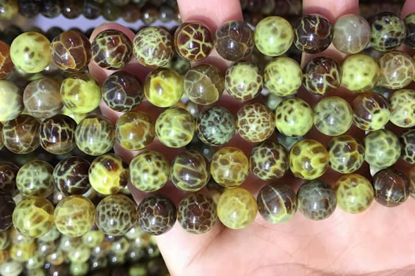 CAA5039 15.5 inches 10mm round yellow dragon veins agate beads