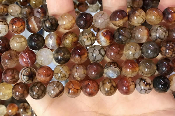 CAA5049 15.5 inches 10mm round dragon veins agate beads wholesale