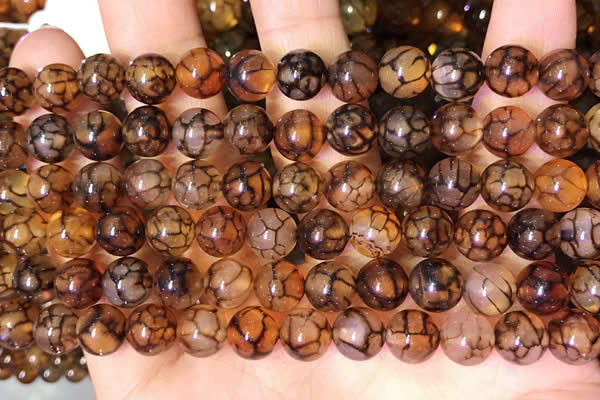 CAA5056 15.5 inches 8mm round dragon veins agate beads wholesale