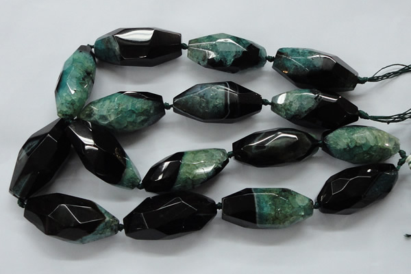 CAA509 15.5 inches 22*50mm faceted rice agate druzy geode beads