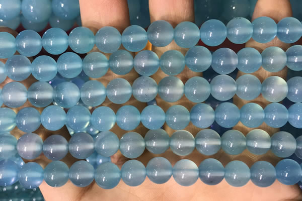 CAA5092 15.5 inches 8mm round sea blue agate beads wholesale