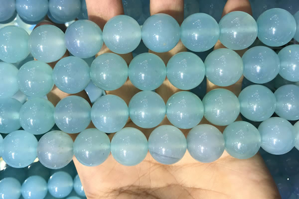 CAA5097 15.5 inches 18mm round sea blue agate beads wholesale