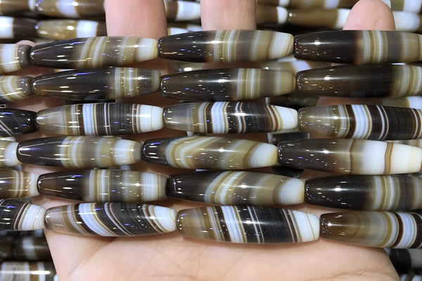 CAA5120 15.5 inches 8*35mm rice striped agate beads wholesale