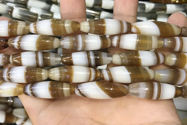 CAA5122 15.5 inches 10*30mm rice striped agate beads wholesale