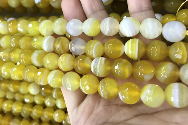 CAA5151 15.5 inches 8mm faceted round banded agate beads