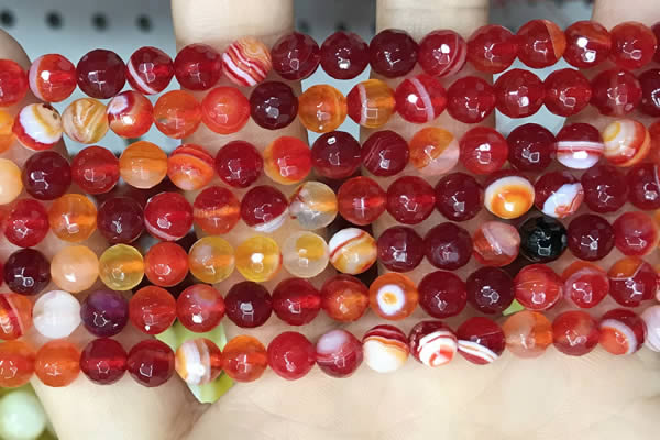 CAA5206 15.5 inches 6mm faceted round banded agate beads