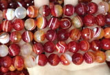 CAA5209 15.5 inches 12mm faceted round banded agate beads