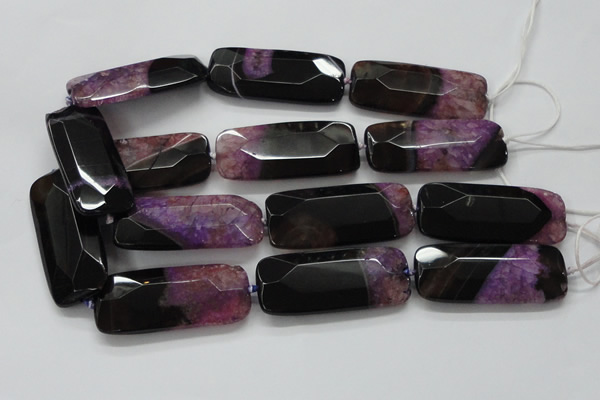 CAA523 15.5 inches 25*56mm faceted rectangle agate druzy geode beads