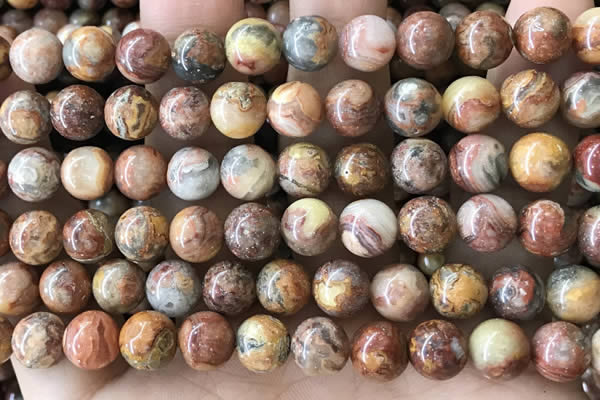 CAA5273 15.5 inches 10mm round natural red crazy lace agate beads