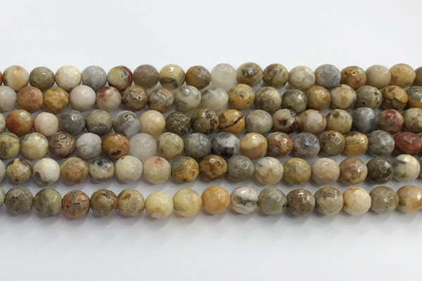 CAA5291 15.5 inches 6mm faceted round crazy lace agate beads wholesale