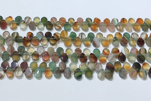 CAA5312 Top drilled 6*8mm flat teardrop line agate beads
