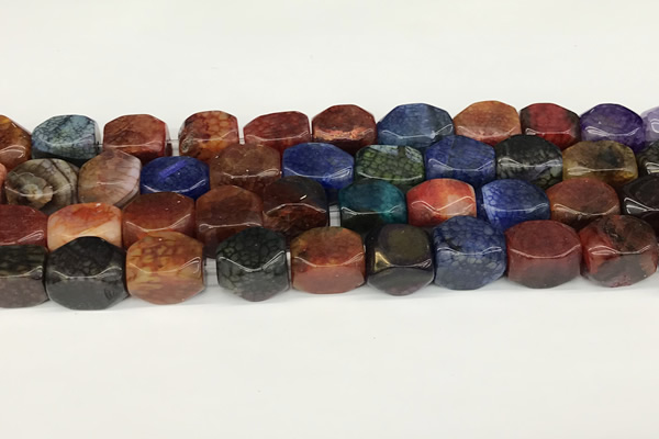 CAA5381 15.5 inches 10*12mm - 11*16mm faceted nuggets agate beads