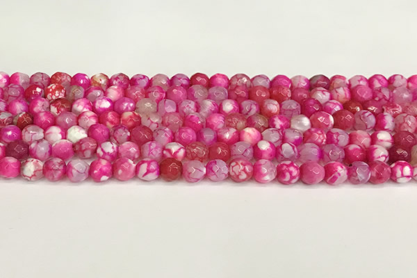 CAA5501 15 inches 6mm faceted round fire crackle agate beads
