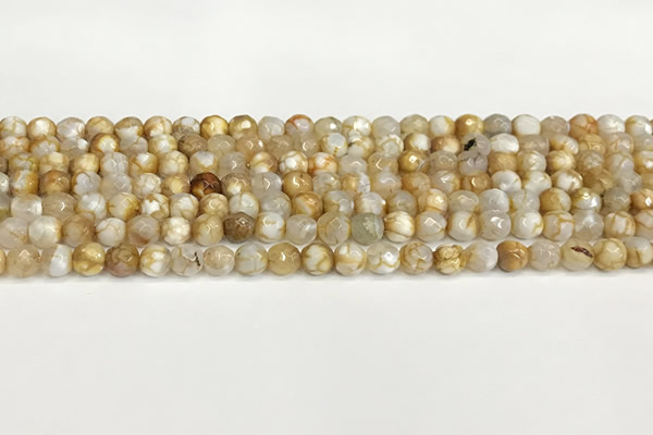 CAA5503 15 inches 6mm faceted round fire crackle agate beads