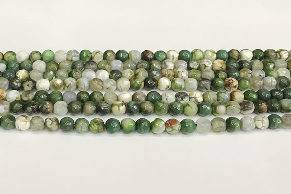 CAA5505 15 inches 6mm faceted round fire crackle agate beads