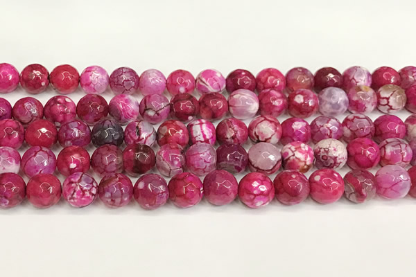 CAA5522 15 inches 10mm faceted round fire crackle agate beads