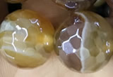 CAA5569 15 inches 12mm faceted round AB-color banded agate beads