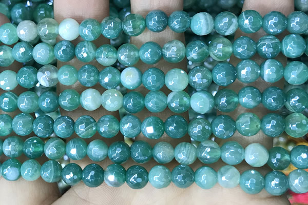 CAA5578 15 inches 6mm faceted round AB-color banded agate beads