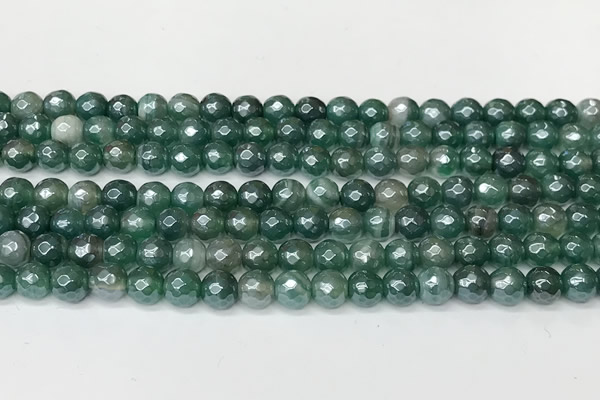 CAA5604 15 inches 6mm faceted round AB-color banded agate beads