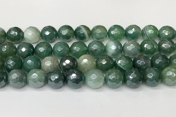 CAA5607 15 inches 12mm faceted round AB-color banded agate beads