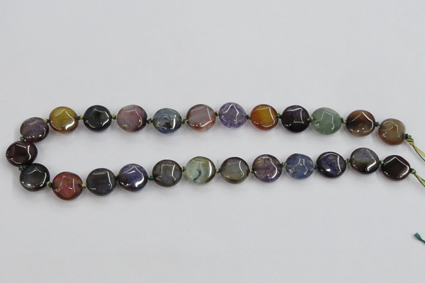 CAA561 15.5 inches 14mm faceted flat round dragon veins agate beads