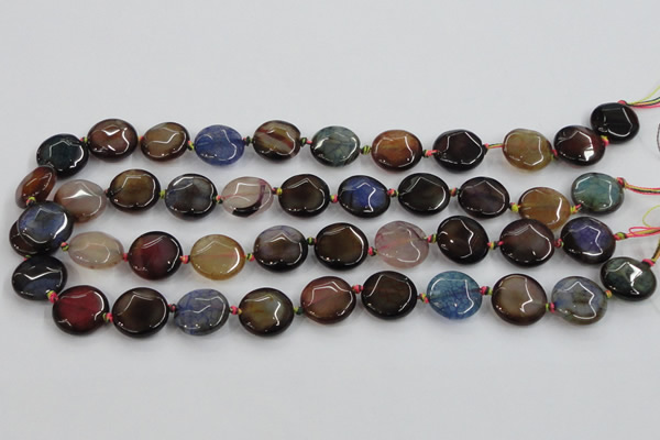 CAA562 15.5 inches 18mm faceted flat round dragon veins agate beads