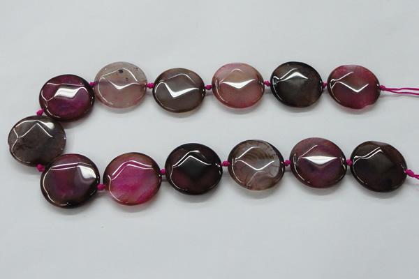 CAA563 15.5 inches 30mm faceted flat round dragon veins agate beads