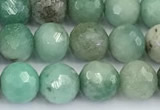 CAA5705 15 inches 6mm faceted round green grass agate beads
