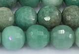 CAA5706 15 inches 8mm faceted round green grass agate beads