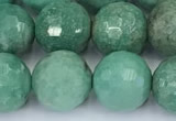 CAA5707 15 inches 10mm faceted round green grass agate beads