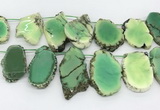 CAA5709 Top drilled 25*30mm - 40*50mm freeform grass agate beads