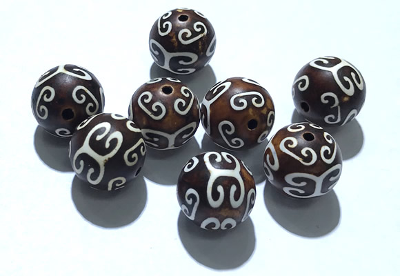 CAA5715 16mm round tibetan agate dzi beads wholesale