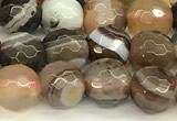 CAA5735 15 inches 6mm faceted round banded agate beads