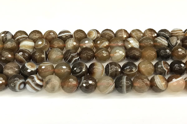 CAA5736 15 inches 8mm faceted round banded agate beads