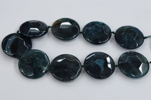 CAA575 15.5 inches 45mm faceted flat round dragon veins agate beads