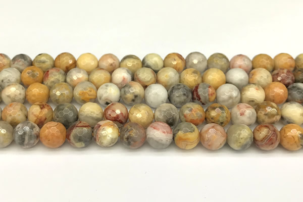 CAA5761 15 inches 8mm faceted round yellow crazy lace agate beads