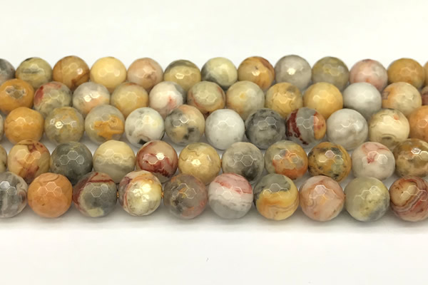 CAA5763 15 inches 12mm faceted round yellow crazy lace agate beads
