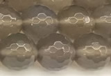 CAA5788 15 inches 12mm faceted round grey agate beads
