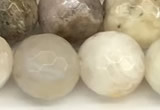 CAA5808 15 inches 12mm faceted round bamboo leaf agate beads