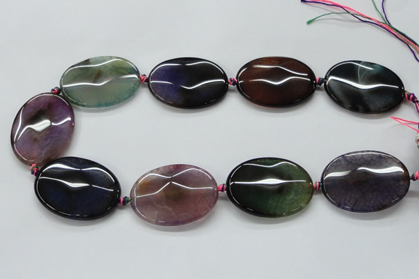 CAA582 15.5 inches 30*40mm faceted oval dragon veins agate beads