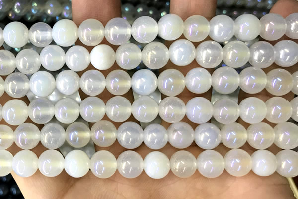 CAA5820 15 inches 8mm round AB-color agate beads